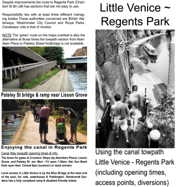 Little Venice to Regents Park leaflet published by London Canals 2006-08