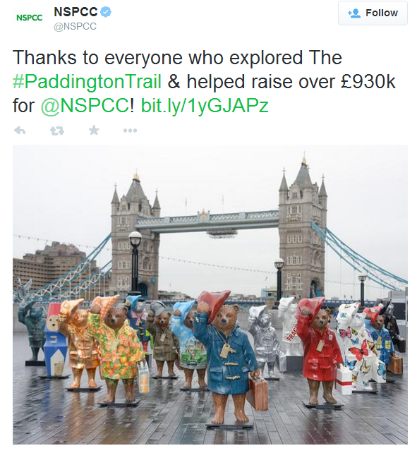 Thanks to everyone who explored The #PaddingtonTrail & helped raise over £930k