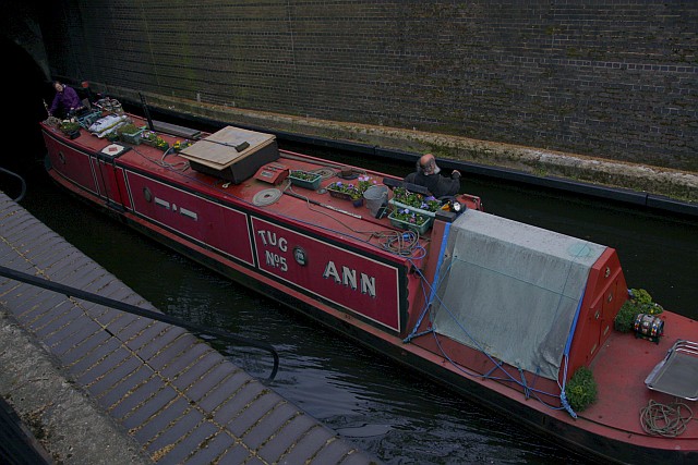 Tug No5 Ann emerges from the tunnel en route from its St Pancras moorings to the weekend festival at Little Venice